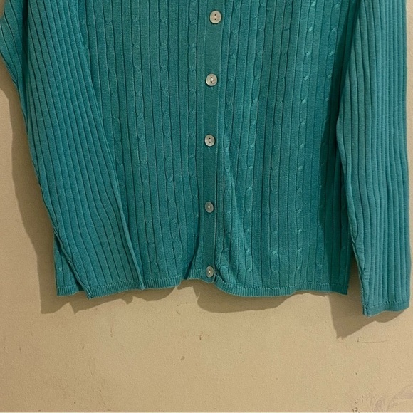 Merona Teal Size L Cardigan Sweater Front Button Long Sleeve Women's - Picture 3 of 6